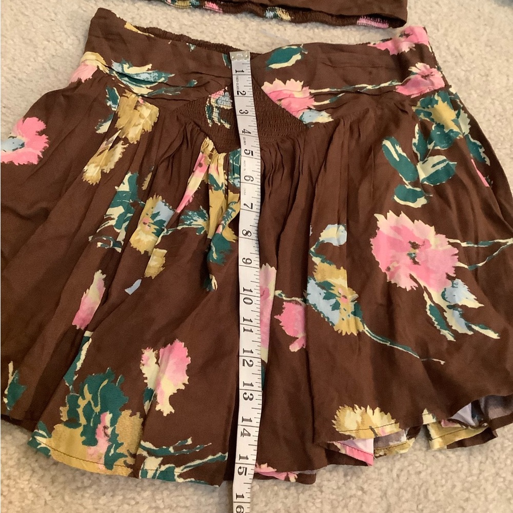 New Free People Dust Til Dawn Boho Brown Floral Long Sleeve Shorts Set Whimsy XS - Picture 12 of 16